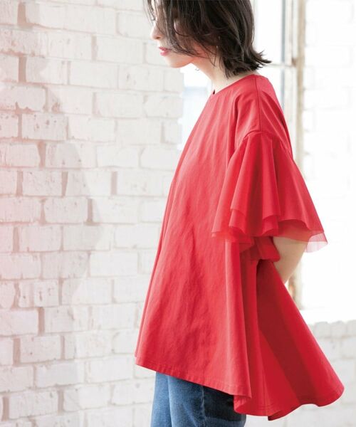 OPAQUE.CLIP / オペーク ドット クリップ カットソー | 袖チュール重ねフレアトップス | 詳細9