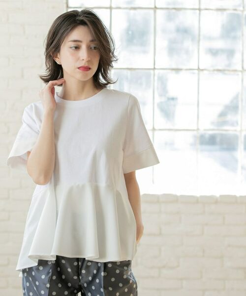 OPAQUE.CLIP / オペーク ドット クリップ カットソー | ペプラム切替ドッキングトップス【洗濯機洗い可】 | 詳細20
