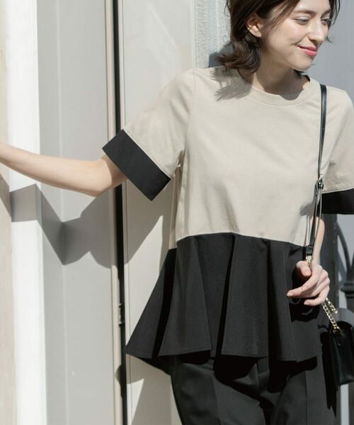 OPAQUE.CLIP / オペーク ドット クリップ カットソー | ペプラム切替ドッキングトップス【洗濯機洗い可】（ベージュ(552)）