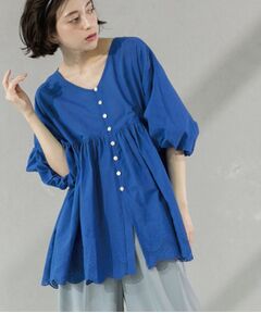 OPAQUE.CLIP / オペーク ドット クリップ シャツ・ブラウス | バルーン袖スカラップ刺繍レースチュニック