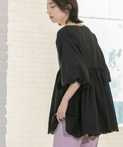 OPAQUE.CLIP / オペーク ドット クリップ シャツ・ブラウス | バルーン袖スカラップ刺繍レースチュニック | 詳細15