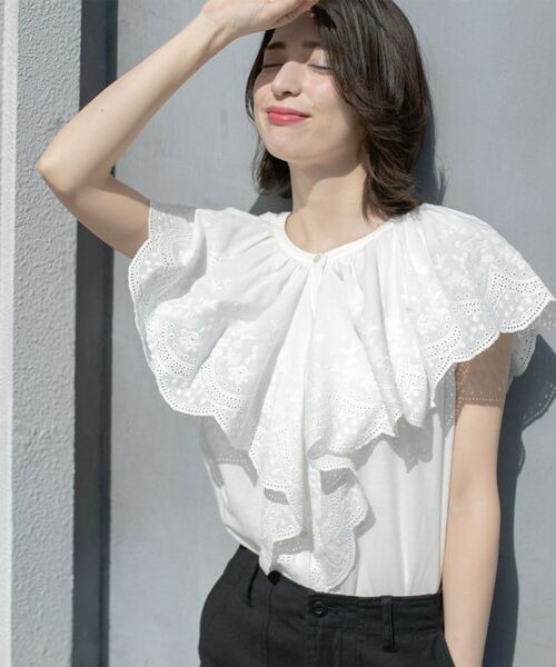 OPAQUE.CLIP / オペーク ドット クリップ シャツ・ブラウス | 刺繍レースカラーブラウス | 詳細1