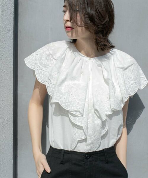 OPAQUE.CLIP / オペーク ドット クリップ シャツ・ブラウス | 刺繍レースカラーブラウス | 詳細5