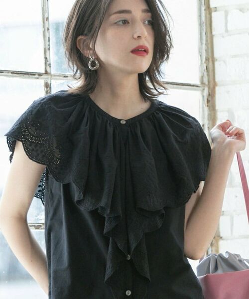 OPAQUE. CLIP/オペーク ドット クリップ 刺繍レースカラーブラウス ブラック(019) 38(M) OPAQUE. CLIP/オペーク ドット クリップ 刺繍レースカラーブラウス ブラック(019) 38(M)