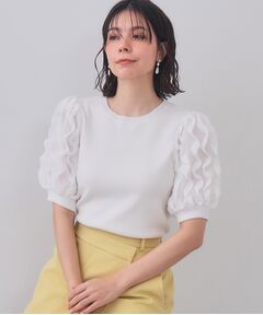 OPAQUE.CLIP / オペーク ドット クリップ カットソー | フリルスリーブデザインニット【洗濯機洗い可】