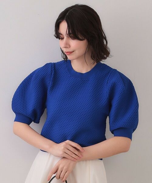 OPAQUE. CLIP/オペーク ドット クリップ ぽこぽこパフスリーブニット【洗濯機洗い可/抗ピル】 ブルー(093) 00(00) OPAQUE. CLIP/オペーク ドット クリップ ぽこぽこパフスリーブニット【洗濯機洗い可/抗ピル】 ブルー(093) 00(00)