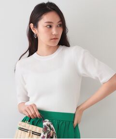 OPAQUE.CLIP / オペーク ドット クリップ ニット・セーター | シアーリブハーフスリーブニット【洗濯機洗い可/抗ピル】