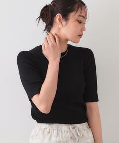 OPAQUE.CLIP / オペーク ドット クリップ ニット・セーター | シアーリブハーフスリーブニット【洗濯機洗い可/抗ピル】