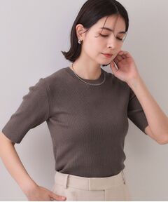 OPAQUE.CLIP / オペーク ドット クリップ ニット・セーター | シアーリブハーフスリーブニット【洗濯機洗い可/抗ピル】