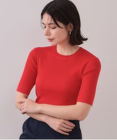 OPAQUE.CLIP / オペーク ドット クリップ ニット・セーター | シアーリブハーフスリーブニット【洗濯機洗い可/抗ピル】