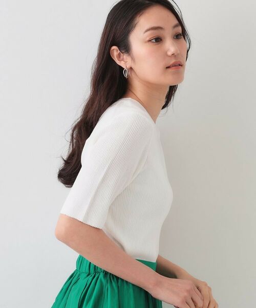 OPAQUE.CLIP / オペーク ドット クリップ ニット・セーター | シアーリブハーフスリーブニット【洗濯機洗い可/抗ピル】 | 詳細1
