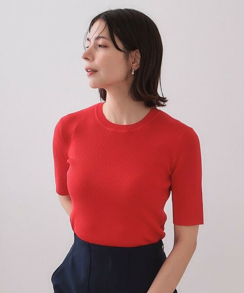 OPAQUE.CLIP / オペーク ドット クリップ ニット・セーター | シアーリブハーフスリーブニット【洗濯機洗い可/抗ピル】 | 詳細13