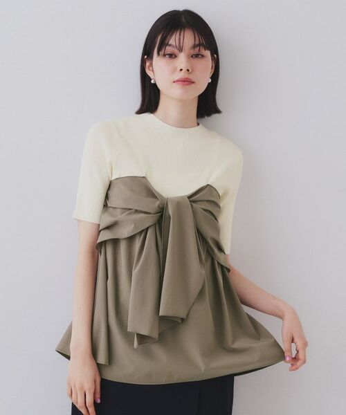 OPAQUE.CLIP / オペーク ドット クリップ ニット・セーター | リボンビスチェドッキングニット【洗濯機洗い可】 | 詳細13