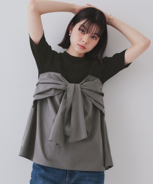 OPAQUE.CLIP / オペーク ドット クリップ ニット・セーター | リボンビスチェドッキングニット【洗濯機洗い可】 | 詳細5