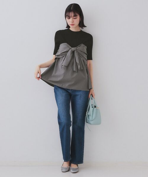 OPAQUE.CLIP / オペーク ドット クリップ ニット・セーター | リボンビスチェドッキングニット【洗濯機洗い可】 | 詳細6