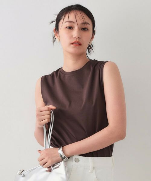 OPAQUE.CLIP / オペーク ドット クリップ キャミソール・チューブトップ | 《5色展開》ベーシックノースリーブトップス【接触冷感/洗濯機洗い可】(ブラウン(844))