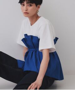 OPAQUE.CLIP / オペーク ドット クリップ カットソー | シアーギンガムドッキングペプラムカットソー【洗濯機洗い可】