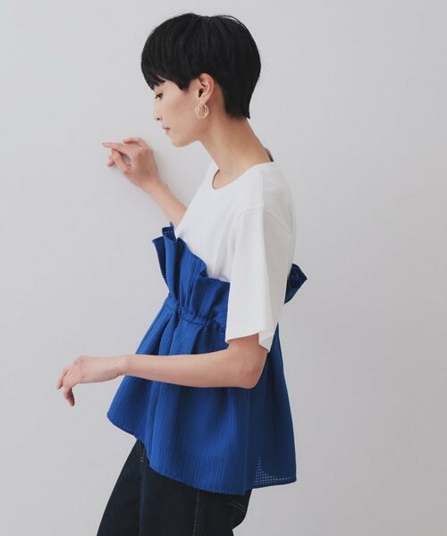 OPAQUE.CLIP / オペーク ドット クリップ カットソー | シアーギンガムドッキングペプラムカットソー【洗濯機洗い可】 | 詳細10