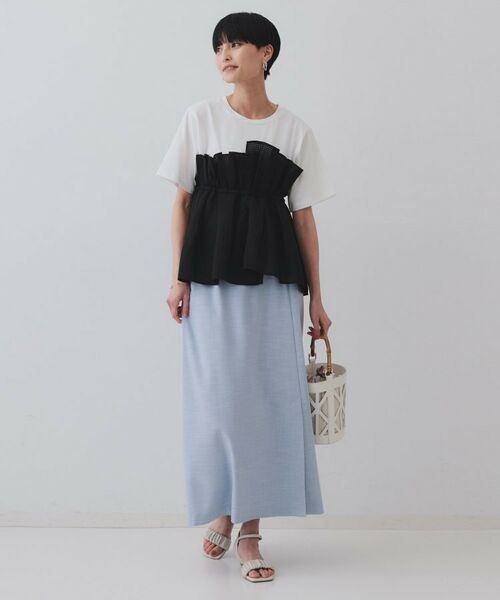 OPAQUE.CLIP / オペーク ドット クリップ カットソー | シアーギンガムドッキングペプラムカットソー【洗濯機洗い可】 | 詳細2