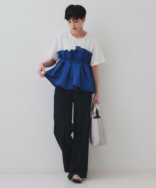 OPAQUE.CLIP / オペーク ドット クリップ カットソー | シアーギンガムドッキングペプラムカットソー【洗濯機洗い可】 | 詳細6