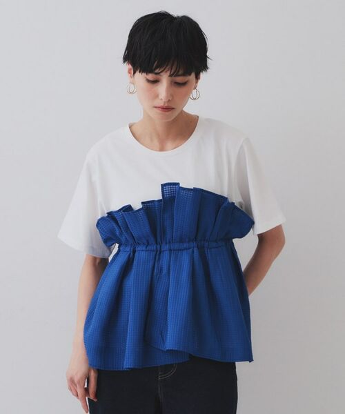 OPAQUE.CLIP / オペーク ドット クリップ カットソー | シアーギンガムドッキングペプラムカットソー【洗濯機洗い可】 | 詳細9