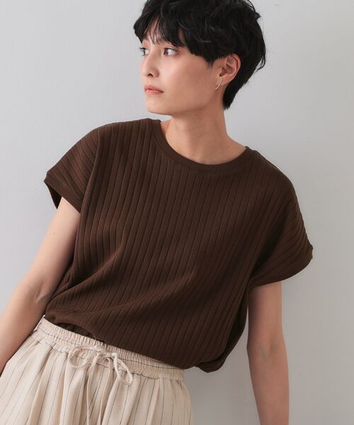 OPAQUE. CLIP/オペーク ドット クリップ ワイドリブフレンチTシャツ ブラウン(043) 40(L) OPAQUE. CLIP/オペーク ドット クリップ ワイドリブフレンチTシャツ ブラウン(043) 40(L)