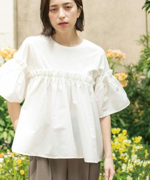 OPAQUE.CLIP / オペーク ドット クリップ カットソー | ギャザーフリルドッキングカットソー【洗濯機洗い可】 | 詳細1