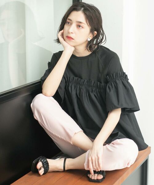 Girlish カットソー　ブラックフリーサイズ X-girl（エックスガール）の「NOISE FACE S/S TEE/ノイズ