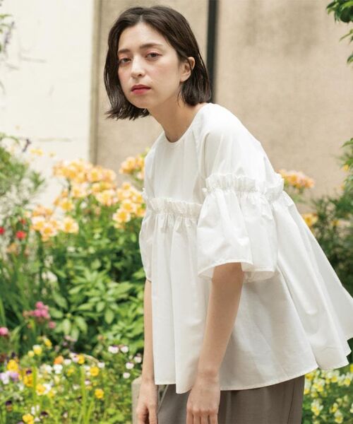 OPAQUE.CLIP / オペーク ドット クリップ カットソー | ギャザーフリルドッキングカットソー【洗濯機洗い可】 | 詳細2