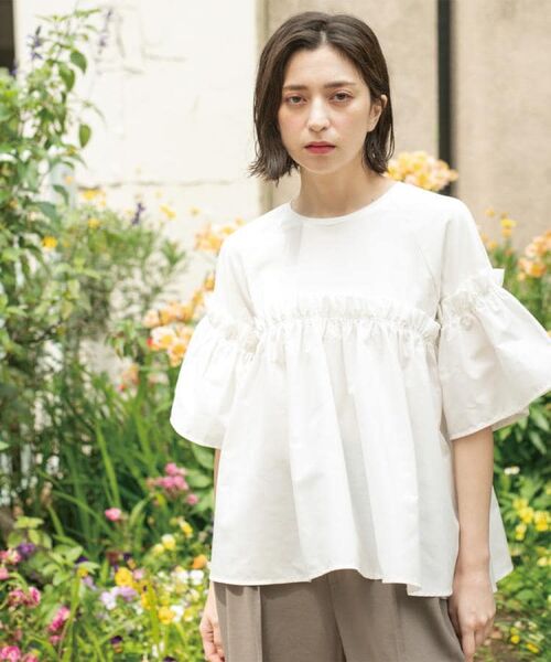 OPAQUE.CLIP / オペーク ドット クリップ カットソー | ギャザーフリルドッキングカットソー【洗濯機洗い可】 | 詳細4