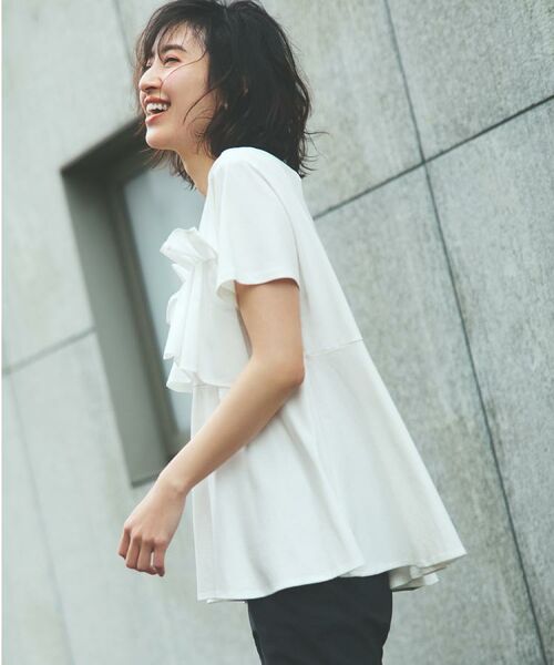 OPAQUE.CLIP / オペーク ドット クリップ カットソー | フリルドッキングペプラムトップス【接触冷感/洗濯機洗い可】 | 詳細1