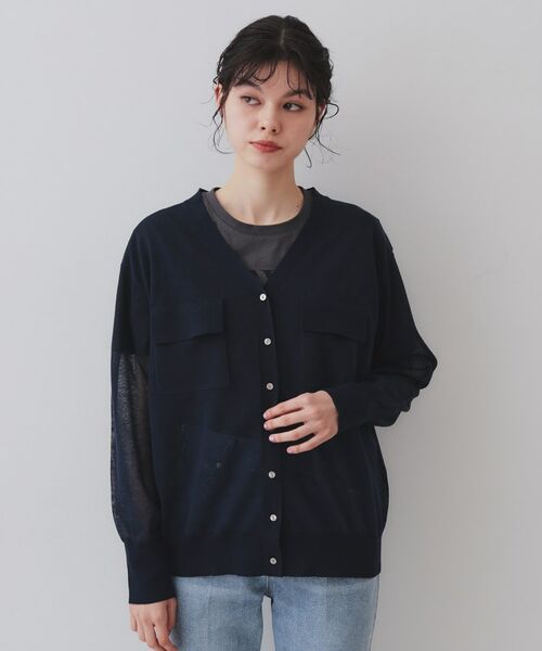 OPAQUE.CLIP / オペーク ドット クリップ カーディガン・ボレロ | ポケットシアーニットカーディガン【洗濯機洗い可】 | 詳細13