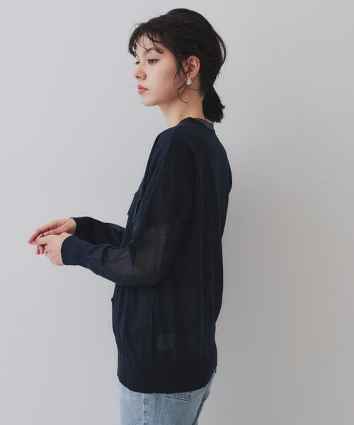 OPAQUE.CLIP / オペーク ドット クリップ カーディガン・ボレロ | ポケットシアーニットカーディガン【洗濯機洗い可】 | 詳細14