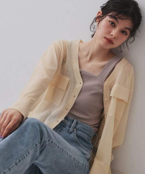 OPAQUE.CLIP / オペーク ドット クリップ カーディガン・ボレロ | ポケットシアーニットカーディガン【洗濯機洗い可】 | 詳細5