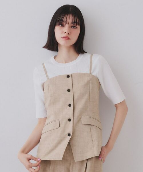 OPAQUE.CLIP / オペーク ドット クリップ ベスト | メランジビスチェ風ジレ/セットアップ対応可【洗濯機洗い可】 | 詳細11