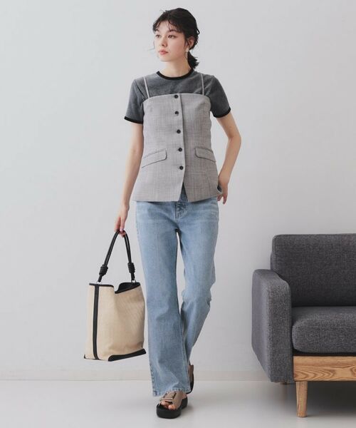 OPAQUE.CLIP / オペーク ドット クリップ ベスト | メランジビスチェ風ジレ/セットアップ対応可【洗濯機洗い可】 | 詳細2