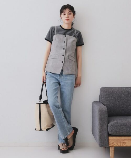 OPAQUE.CLIP / オペーク ドット クリップ ベスト | メランジビスチェ風ジレ/セットアップ対応可【洗濯機洗い可】 | 詳細3