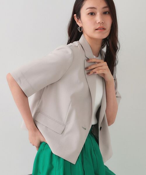 OPAQUE.CLIP / オペーク ドット クリップ テーラードジャケット | ストレッチリネンライクショートテーラードジャケット【UV/洗濯機洗い可/抗ピル】 | 詳細1