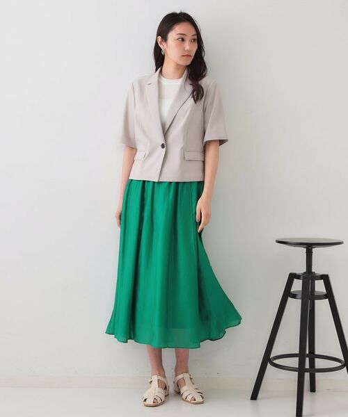 OPAQUE.CLIP / オペーク ドット クリップ テーラードジャケット | ストレッチリネンライクショートテーラードジャケット【UV/洗濯機洗い可/抗ピル】 | 詳細2