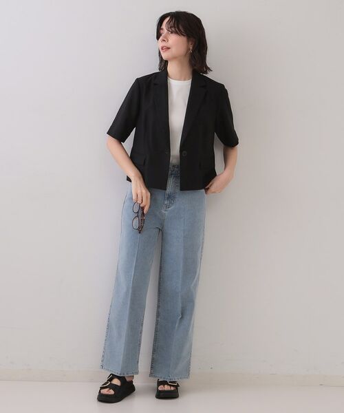 OPAQUE.CLIP / オペーク ドット クリップ テーラードジャケット | ストレッチリネンライクショートテーラードジャケット【UV/洗濯機洗い可/抗ピル】 | 詳細5