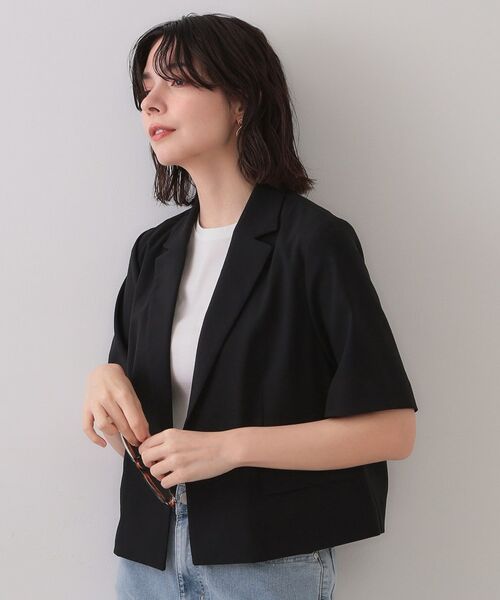 OPAQUE.CLIP / オペーク ドット クリップ テーラードジャケット | ストレッチリネンライクショートテーラードジャケット【UV/洗濯機洗い可/抗ピル】 | 詳細7