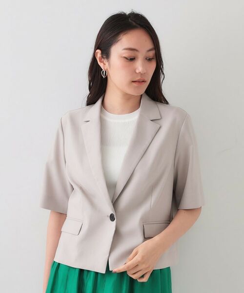 OPAQUE.CLIP / オペーク ドット クリップ テーラードジャケット | ストレッチリネンライクショートテーラードジャケット【UV/洗濯機洗い可/抗ピル】 | 詳細9