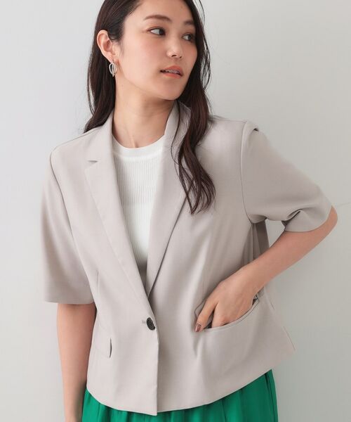 OPAQUE. CLIP/オペーク ドット クリップ ストレッチリネンライクショートテーラードジャケット【UV/洗濯機洗い可/抗ピル】 ライトグレー(011) 40(L) OPAQUE. CLIP/オペーク ドット クリップ ストレッチリネンライクショートテーラードジャケット【UV/洗濯機洗い可/抗ピル】 ライトグレー(011) 40(L)