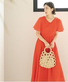 OPAQUE.CLIP / オペーク ドット クリップ ロング・マキシ丈ワンピース | Vネックフィット＆フレアドレス/オーガニックコットン混【洗濯機洗い可】