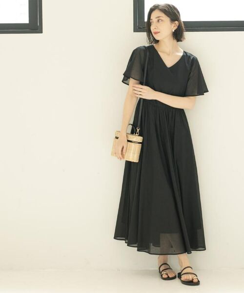 OPAQUE.CLIP / オペーク ドット クリップ ロング・マキシ丈ワンピース | Vネックフィット＆フレアドレス/オーガニックコットン混【洗濯機洗い可】 | 詳細1