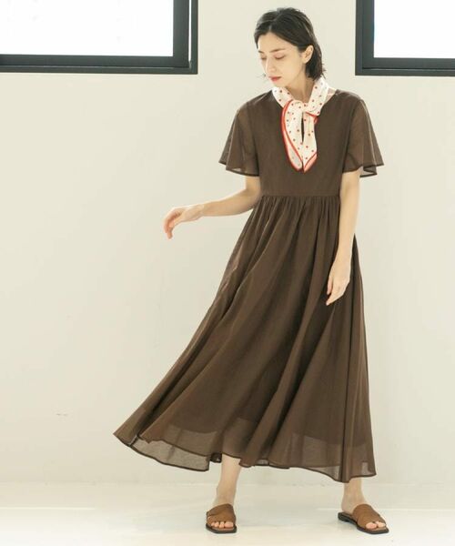 OPAQUE.CLIP / オペーク ドット クリップ ロング・マキシ丈ワンピース | Vネックフィット＆フレアドレス/オーガニックコットン混【洗濯機洗い可】 | 詳細12