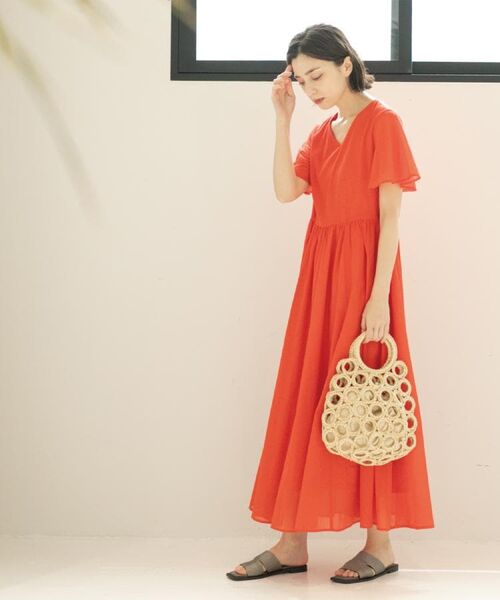 OPAQUE.CLIP / オペーク ドット クリップ ロング・マキシ丈ワンピース | Vネックフィット＆フレアドレス/オーガニックコットン混【洗濯機洗い可】 | 詳細14