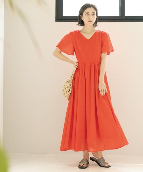 OPAQUE.CLIP / オペーク ドット クリップ ロング・マキシ丈ワンピース | Vネックフィット＆フレアドレス/オーガニックコットン混【洗濯機洗い可】 | 詳細15