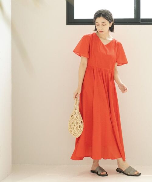 OPAQUE.CLIP / オペーク ドット クリップ ロング・マキシ丈ワンピース | Vネックフィット＆フレアドレス/オーガニックコットン混【洗濯機洗い可】 | 詳細16