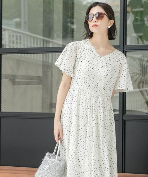 OPAQUE.CLIP / オペーク ドット クリップ ロング・マキシ丈ワンピース | Vネックフィット＆フレアドレス/オーガニックコットン混【洗濯機洗い可】 | 詳細26